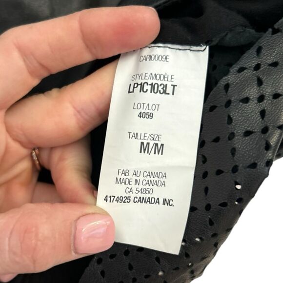 LaPina by David Helwani Valerie Leather Laser Cut Short Sleeve Top, Size Medium - Picture 7 of 11